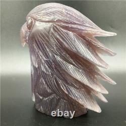2.04LB Natural Geode Agate eagle skull quartz hand Carved crystal DK297