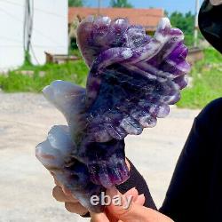 2.09LB Natural dream Amethyst crystal hand carved eagle treatment