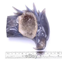 2.19LB Natural Geode Agate eagle skull hand Carved crystal, Crystal Healing