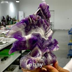 2.25LB Natural dream Amethyst crystal hand carved eagle treatment