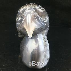 2.28LB Natural Agate geode point quartz eagle skull Hand Carved Crystal mk411