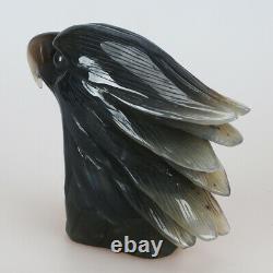 2.68LB 5.9 Natural Geode Agate Crystal Hand Carved Eagle Head Home Decoration