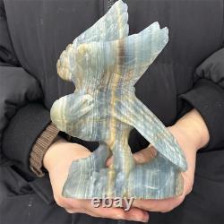2.75LB Natural Blue Golem eagl skull Hand Carved quartz crystal skull Reiki heal