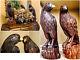 2 Vintage Large Showpiece Rare Hand Carved Sea Eagles Brass Talon Beak M/female