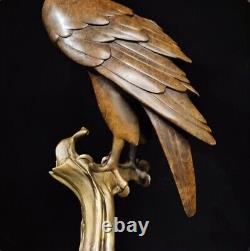 20 Chinese Pure bronze Hand-carved Lucky hawk eagle goshawk art Statue