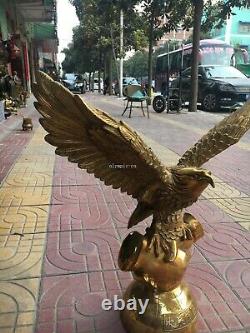 20'' brass copper carved both hand cooperation prosperous spread the wings eagle