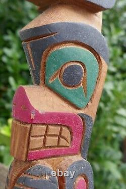 2015 Squamish Native Kurt Antone Hand Carved Eagle & Beaver Talking Stick 28