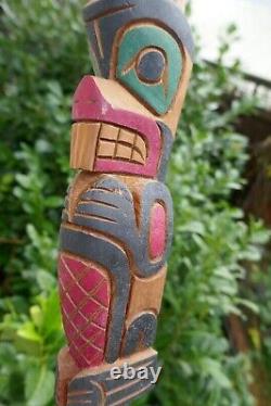 2015 Squamish Native Kurt Antone Hand Carved Eagle & Beaver Talking Stick 28