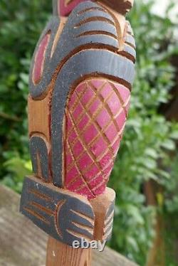 2015 Squamish Native Kurt Antone Hand Carved Eagle & Beaver Talking Stick 28