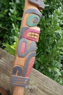 2015 Squamish Native Kurt Antone Hand Carved Eagle & Beaver Talking Stick 28