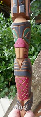 2015 Squamish Native Kurt Antone Hand Carved Eagle & Beaver Talking Stick 28