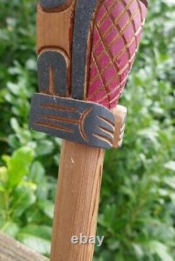 2015 Squamish Native Kurt Antone Hand Carved Eagle & Beaver Talking Stick 28