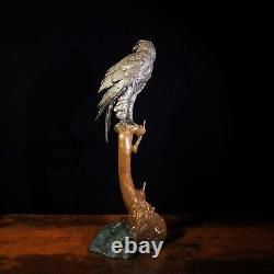 21 Chinese Pure bronze Hand-carved Lucky hawk eagle goshawk Statue