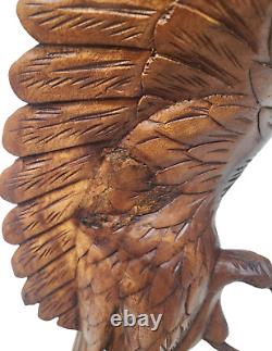 21 Tall Hand Carved Mahogany Wood American Eagle Sculpture Indian Cowboy Horse