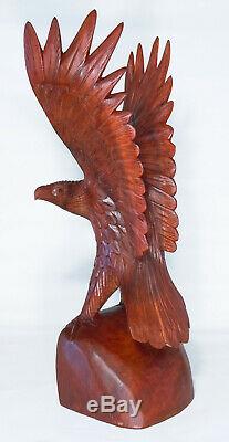 21 Tall Hand Carved Mahogany Wood Eagle Sculpture American Native Style