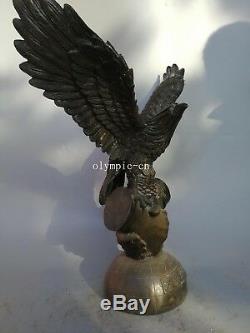 21'' bronze copper carved two hand handshake eagle hawk statue