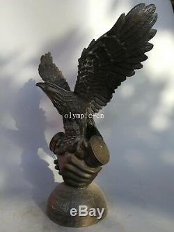 21'' bronze copper carved two hand handshake eagle hawk statue