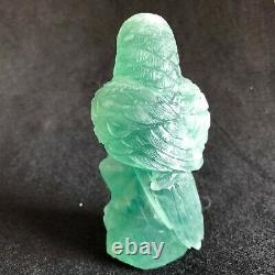 215g Natural Green fluorite Eagle hand carved quartz crystal specimen healing