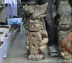 26 Chinaes Hongshan Culture old jade Hand-carved Sun god eagle Sacrifice statue