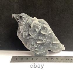 268g Natural crystal mineral specimen, sphalerite, hand-carved eagle collection