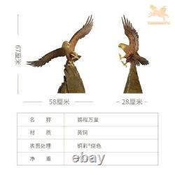 27 China Pure Bronze Painted Hand-carved Eagle Hwak Statue
