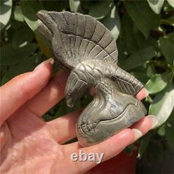 280g Hand Carved Natural chalcopyrite eagle Reiki Crystal Skull Holiday gift