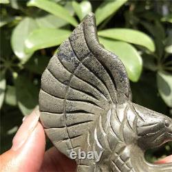 280g Hand Carved Natural chalcopyrite eagle Reiki Crystal Skull Holiday gift