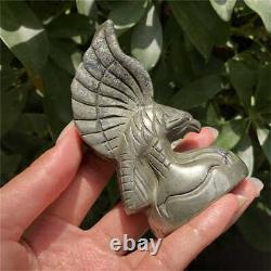 280g Hand Carved Natural chalcopyrite eagle Reiki Crystal Skull Holiday gift