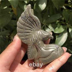 280g Hand Carved Natural chalcopyrite eagle Reiki Crystal Skull Holiday gift