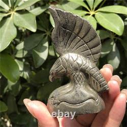 280g Hand Carved Natural chalcopyrite eagle Reiki Crystal Skull Holiday gift