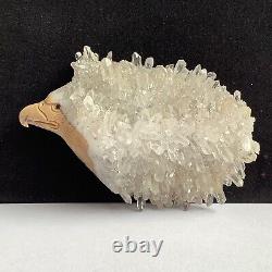 288g Natural quartz crystal cluster mineral specimen, hand-carved the eagle gift
