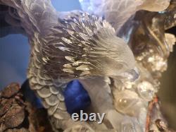 28LB Top Natural Smoky Quartz Ghost Skull hand Carved Crystal Eagle Reiki+stand