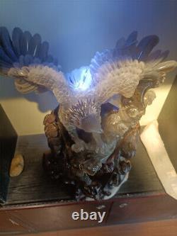 28LB Top Natural Smoky Quartz Ghost Skull hand Carved Crystal Eagle Reiki+stand