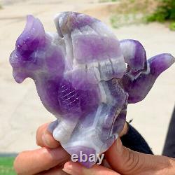 298G Natural dream amethyst crystal hand carved eagle repair