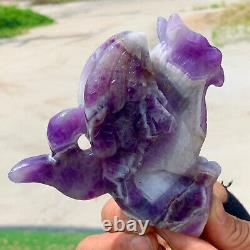 298G Natural dream amethyst crystal hand carved eagle repair