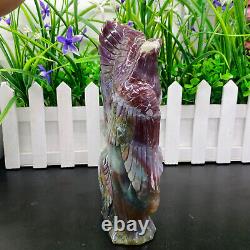 2LB ocean jasper hand carved eagle quartz crystal decoration healing rare