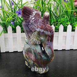 2LB ocean jasper hand carved eagle quartz crystal decoration healing rare