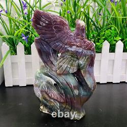 2LB ocean jasper hand carved eagle quartz crystal decoration healing rare