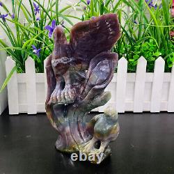 2LB ocean jasper hand carved eagle quartz crystal decoration healing rare