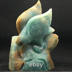 2Natural quartz crystal mineral Amazon stone hand-carved eagle collection Reiki