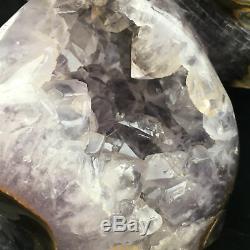 3.25LB Natural Geode Agate quartz eagle skull hand Carved crystal XK20
