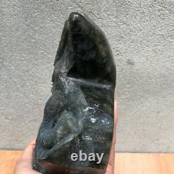 3.32LB Natural Labradorite eagle snake quartz skull crystal hand carved SO593