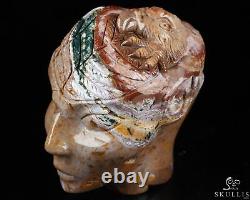 3.4 Indian Agate Hand Carved Fairy Elf Alien Crystal Skull and Eagle