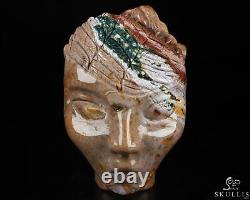 3.4 Indian Agate Hand Carved Fairy Elf Alien Crystal Skull and Eagle