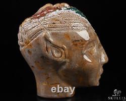 3.4 Indian Agate Hand Carved Fairy Elf Alien Crystal Skull and Eagle