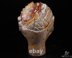 3.4 Indian Agate Hand Carved Fairy Elf Alien Crystal Skull and Eagle