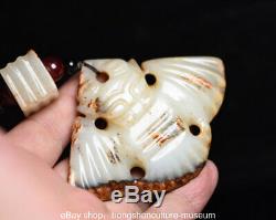 3.4 Old Chinese Hetian nephrite Jade Hand Carved Eagle Birds Bat pendant