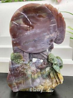 3.85lb Natural Ocean Jasper Quartz Hand Carved Eagle Skull Crystal Gem Decor