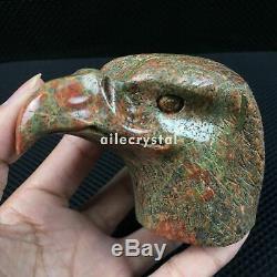 3.9 Natural Unakite Quartz Eagle Hand Carved Crystal Skull Reiki Healing 1pc