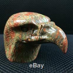 3.9 Natural Unakite Quartz Eagle Hand Carved Crystal Skull Reiki Healing 1pc